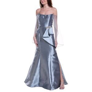 Rene Ruiz Womens  Column Gown, Silver